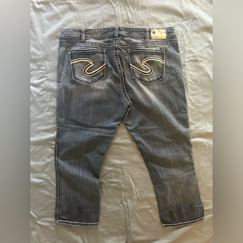 Silver Twisted Jean Capris